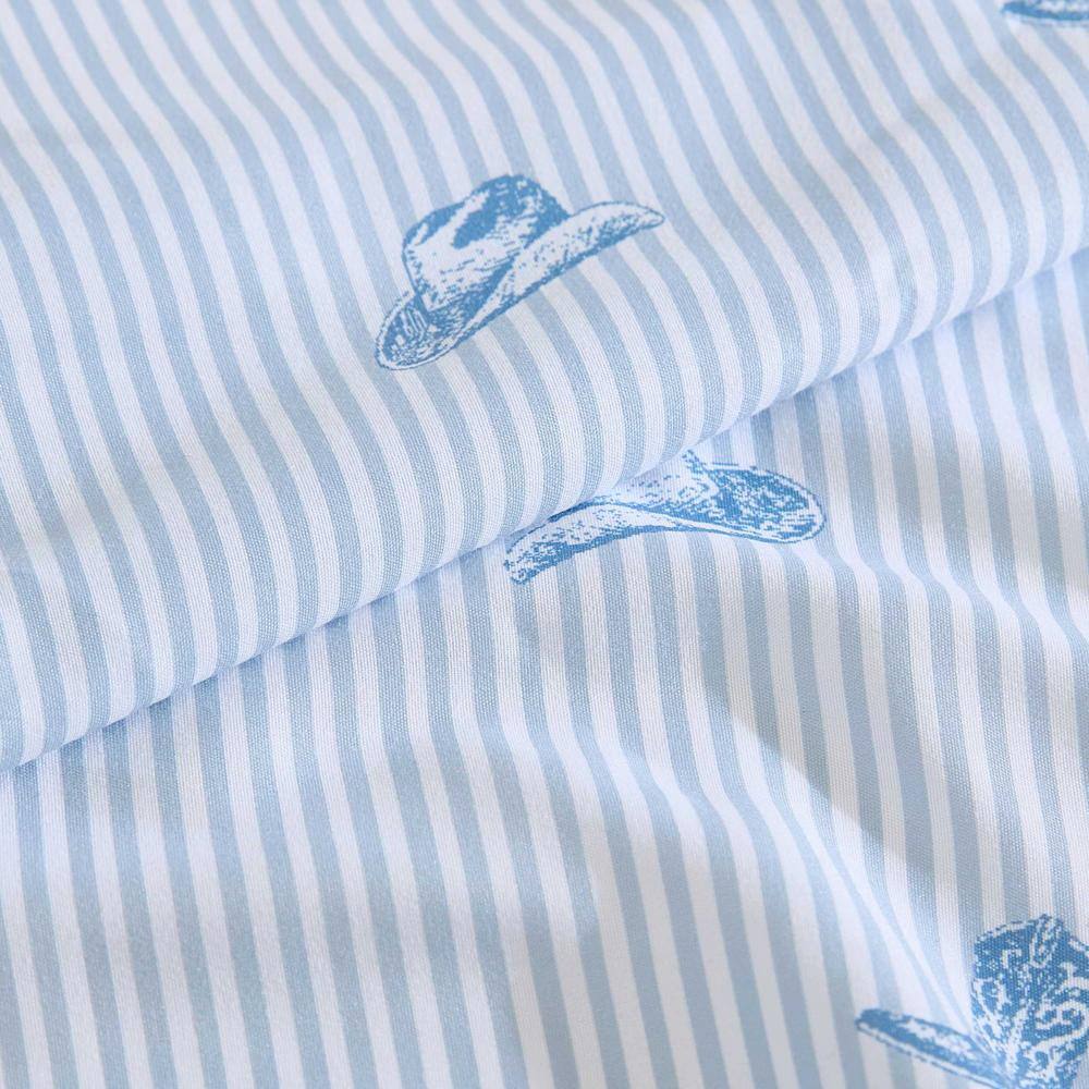 Full Blue Cowboy Pinstripe Microfiber Sheet Set