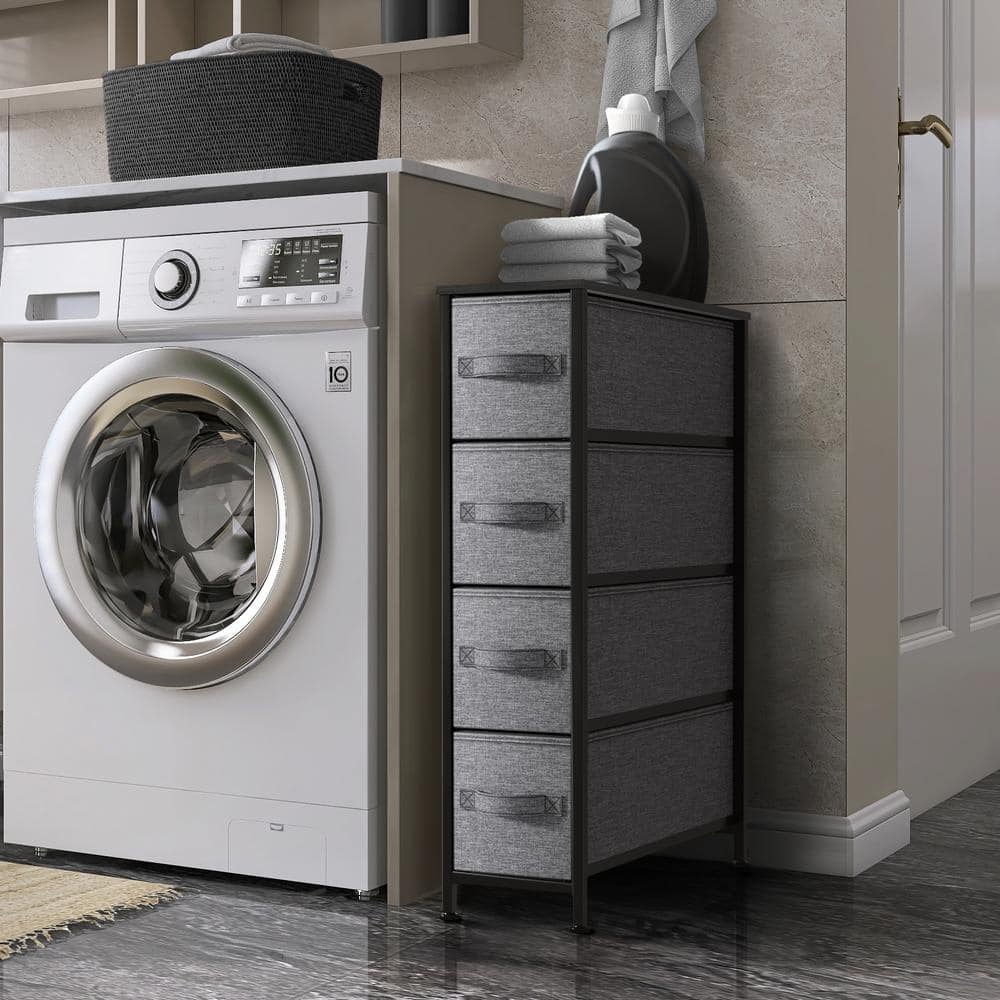 Sorbus Slim Black 4-Drawer Storage Tower with Steel Frame