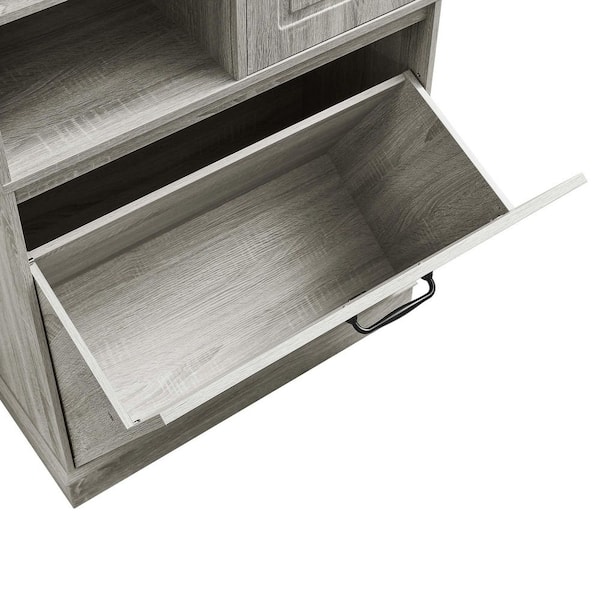 XUJMK 30 in. W x 14 in. D x 68 in. H Gray Linen Cabinet, Bathroom