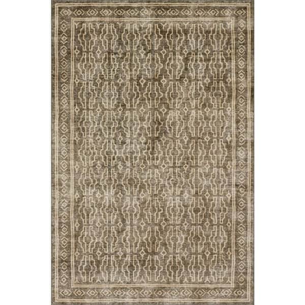 Vale Global Trellis Washable Khaki 5 ft. x 8 ft. Indoor Area Rug