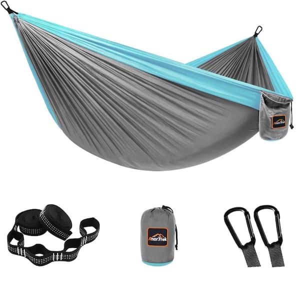 ITOPFOX 9.8 ft. Portable Hammock Bed Hammock in Light Grey And blue