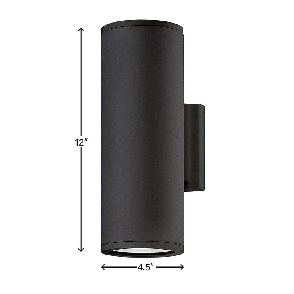 Silo Black 12" Outdoor Wall Sconce with Etched Glass