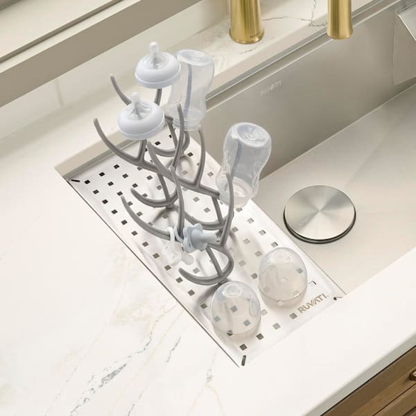 LedgeFit Baby Bottle Drying Rack for Workstation Sinks in Stainless Steel