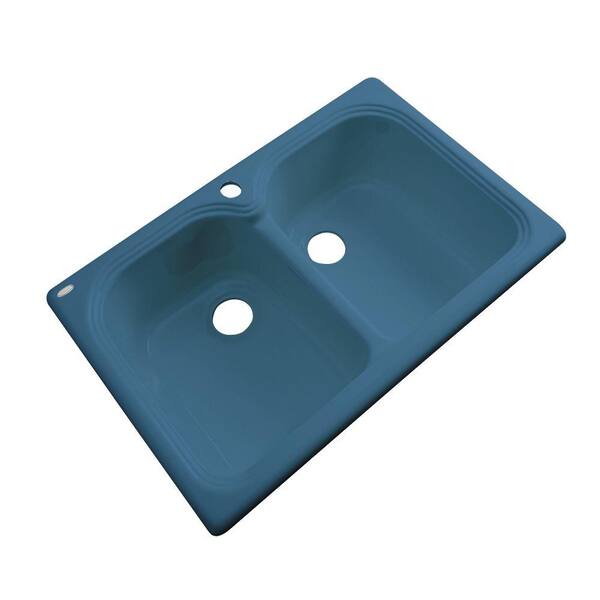 Thermocast Hartford Drop-In Acrylic 33 in. 1-Hole Double Basin Kitchen Sink in Rhapsody Blue