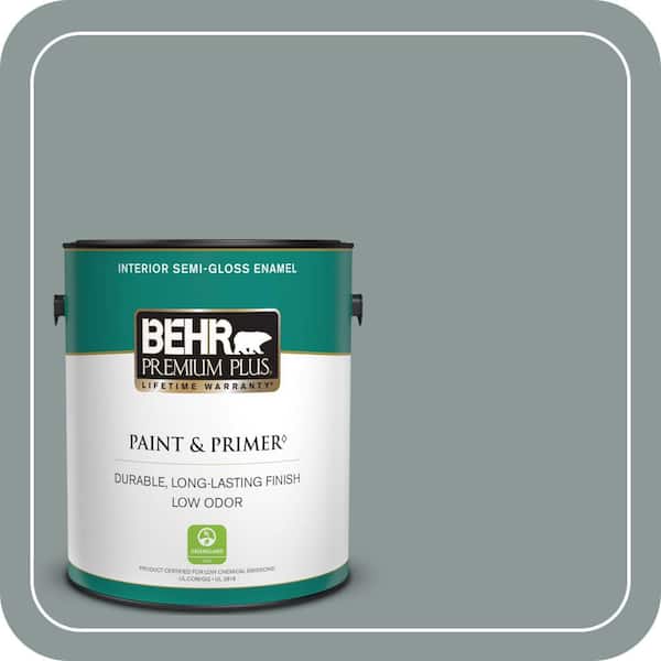 BEHR PREMIUM PLUS 1 gal. #ECC-61-3 Evening Fog Semi-Gloss Enamel Low Odor Interior Paint & Primer