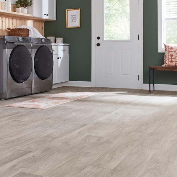 Natural Gray Oak 10 MIL x 12 ft. Wide x Cut to Length Waterproof Vinyl Sheet Flooring