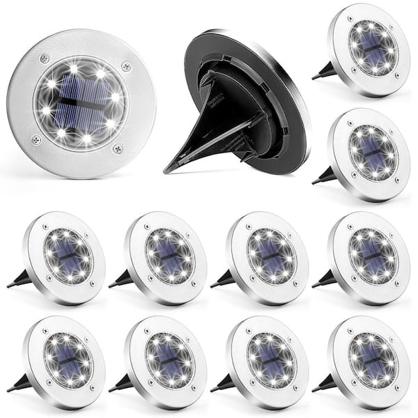 GIGALUMI Solar White Powered Integrated LED Path Light (12-Pack)