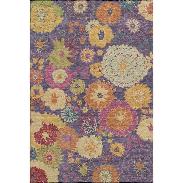 Mayfield Premium Machine Washable Abstract AMF2293 Purple 5 ft. x 7 ft. 6 in. Area Rug