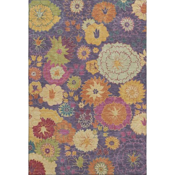 Mayfield Premium Machine Washable Abstract AMF2293 Purple 8 ft. x 10 ft. Area Rug