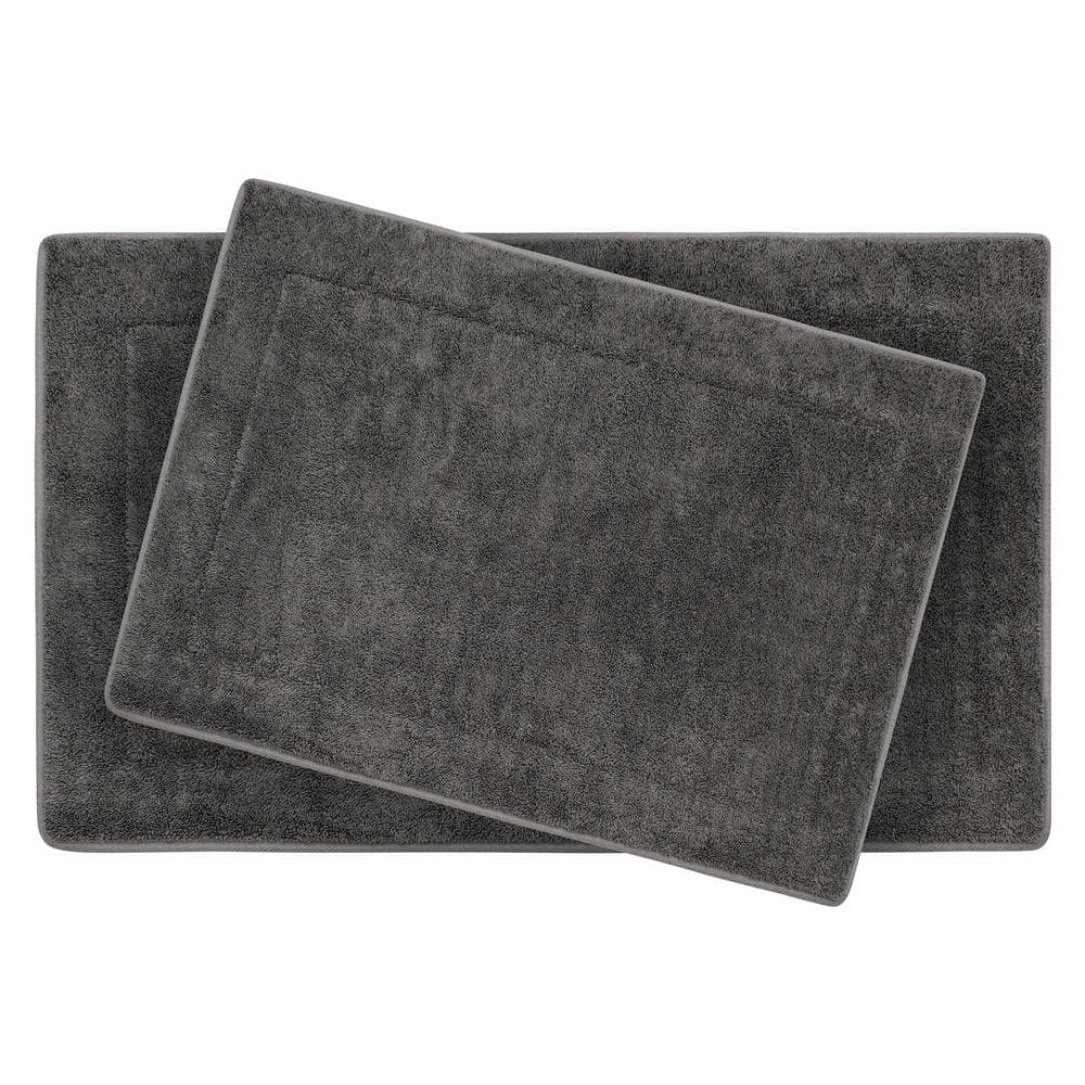 Terry Dark Gray 20 in. x 32 in Microfiber Memory Foam. 2-Piece Set Bath ...