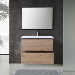 30 in. W x 18-5/16 in. D x 20-1/2 in. H Bath Vanity in Imitative Oak with White Ceramics Top