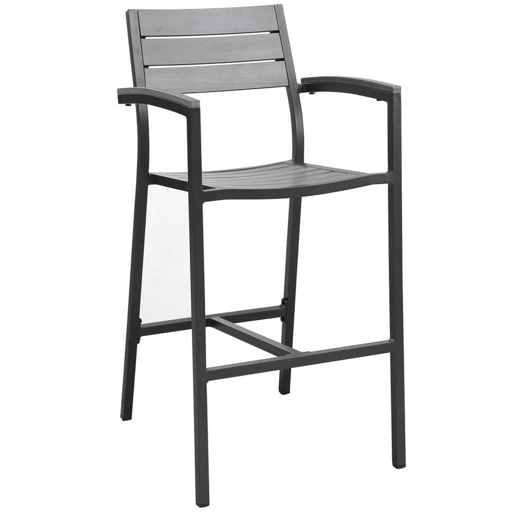 MODWAY Maine Aluminum Outdoor Bar Stool In Brown Gray EEI-1510-BRN-GRY ...