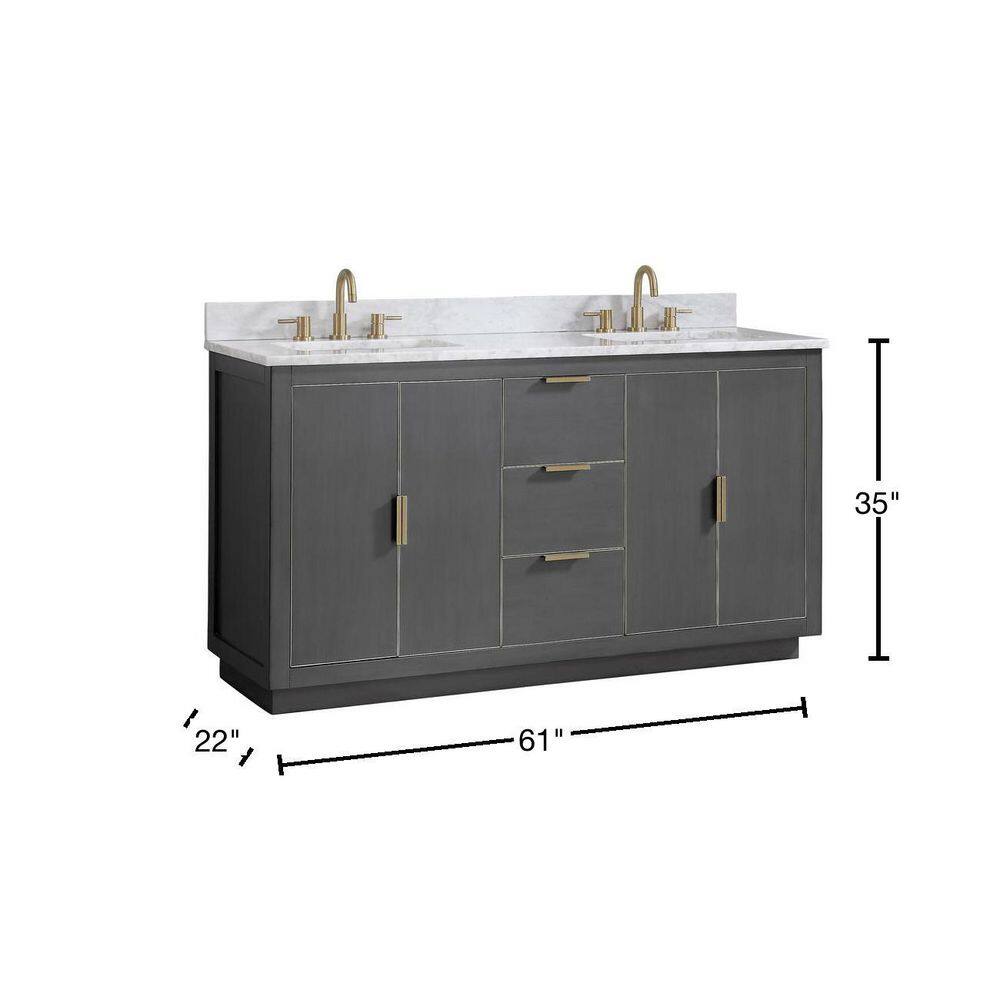 Contemporary 60" Twilight Gray Double Vanity with Carrara Marble Top