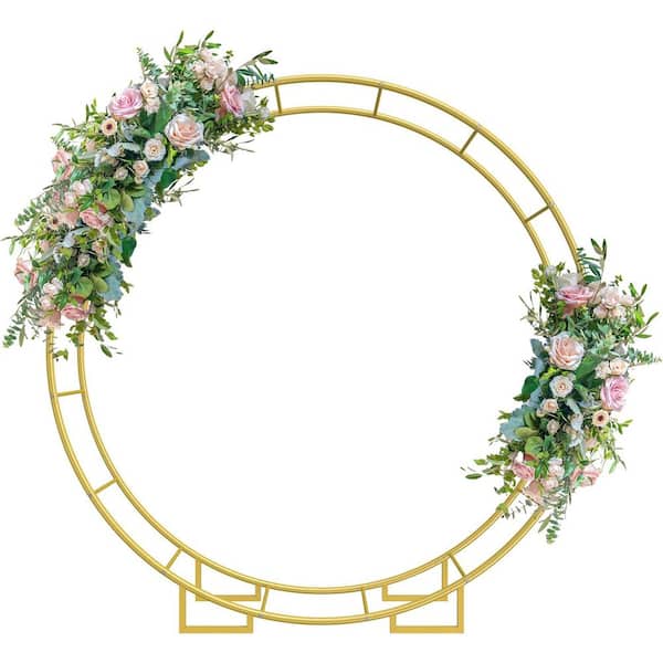 FAWEY TRED INC Gold Double Round 6.5 ft. Circle Balloon Arbor Stand Frame Metal