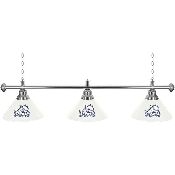 Trademark Global Texas Christian University 60 in. Three Shade Stainless Steel Hanging Billiard Lamp