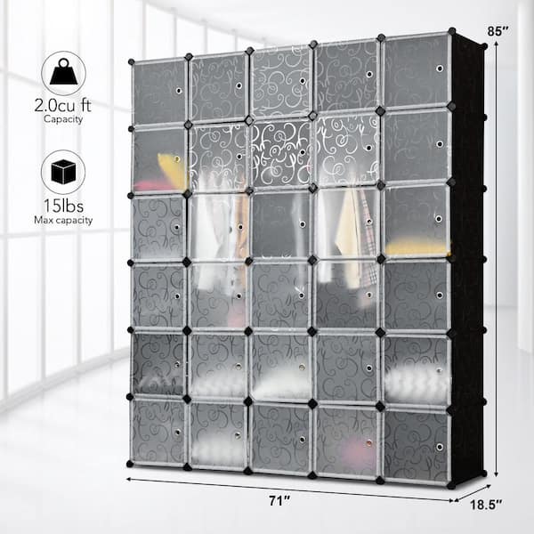 Winado 56 in. H x 18.5 in. W x 28.3 in. D White Plastic Portable Closet  with Cube Organizer 302992573662 - The Home Depot