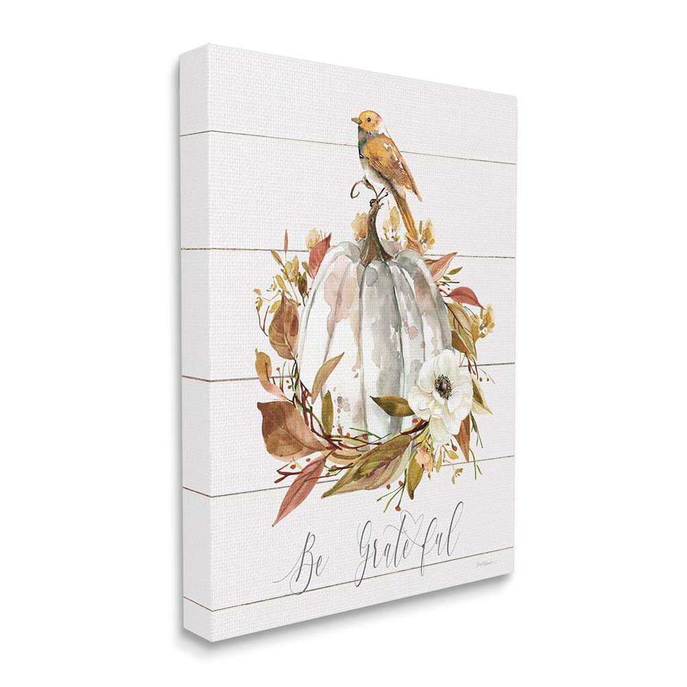 Be Grateful Fall Pumpkin Canvas Wall Art 16x20