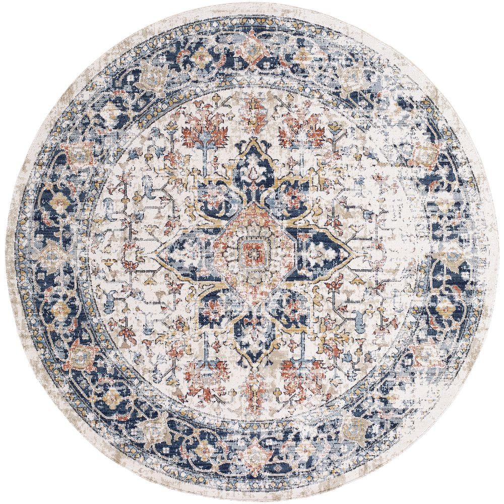 Huntington Beach HTB-2300 7 ft. Round Indoor/Outdoor Machine Woven Rug, Multi-Colored product image for price tracking