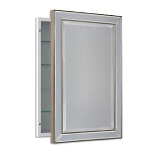 16 in. W x 26 in. H x 5 in. D Framed Single Door Recessed Metro Beaded Bathroom Medicine Cabinet in Silver