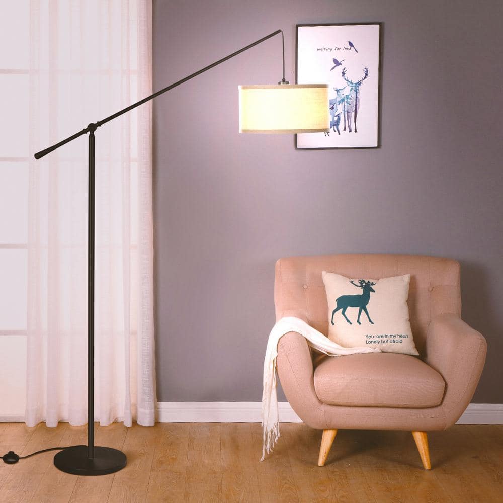 Hudson Kids' Adjustable Black Arc LED Floor Lamp, 70" Height