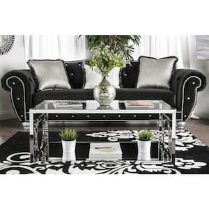 Innedia 47.25 in. Chrome Rectangle Glass Coffee Table