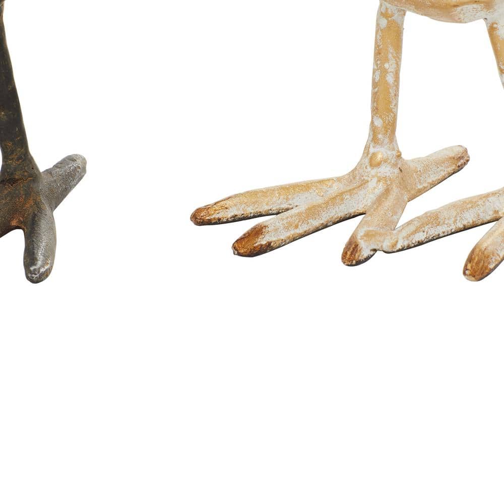 Set of 2 Small Rustic Metal Bird Sculptures