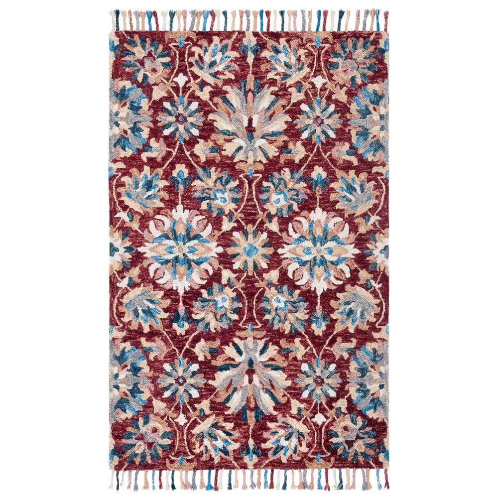 UPC 195058000017 product image for Aspen 3 ft. x 5 ft. Wine/Blue Floral Diamond Area Rug | upcitemdb.com