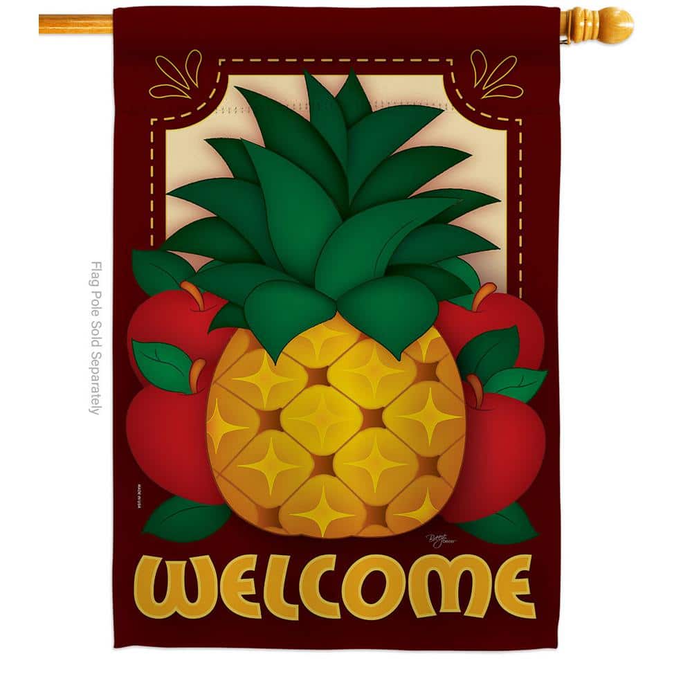 Sqeeze the Day Burlap House Flag Pack Food Fruits Pineapple Strawberry Ap＿並行輸入品 - 3