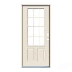 36 in. x 80 in. 12 Lite Primed Steel Prehung Left-Hand Inswing Entry Door