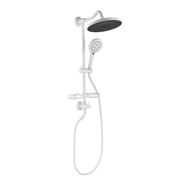 Satico 4-Spray Round 9.76 in. High Pressure Shower System with Soap Dish in White (Valve Included)