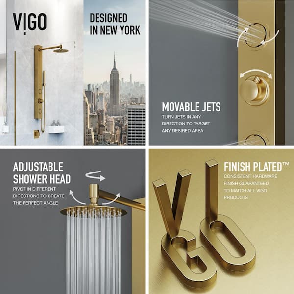 VIGO Gardenia 39 in. H x 4 in. W 2-Jet Shower Panel System with