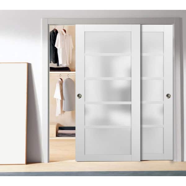Assembly Required 60 in. x 84 in. Single Panel White Finished Solid MDF Sliding Door with Closet Bypass Hardware