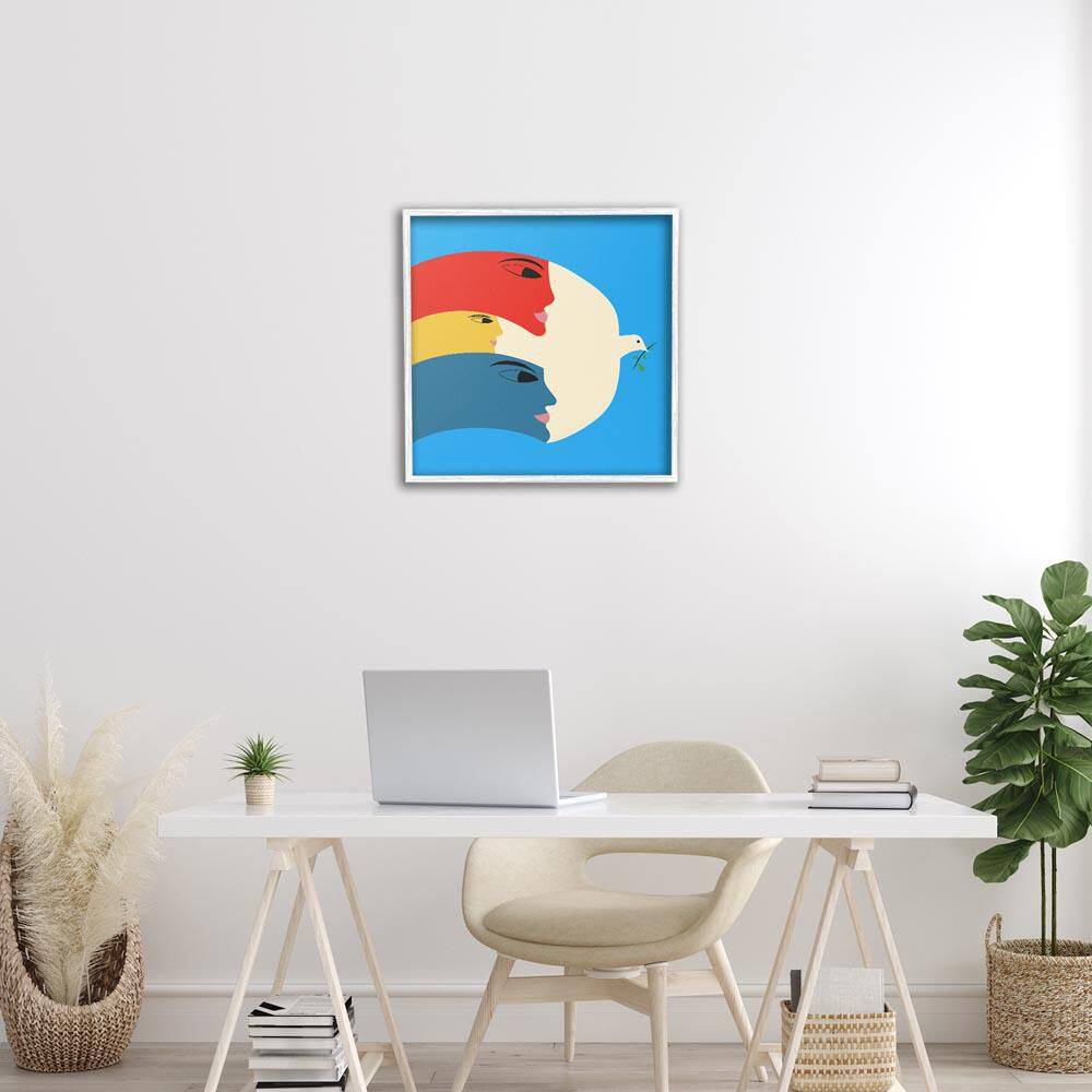 Peaceful Dove with Faces by Carrie Cantwell White Framed Animal Giclee Art Print 24 in. x 24 in. price history on PriceWatchPro