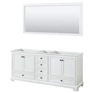 Deborah 79 in. W x 21.63 in. D x 34.25 in. H Double Bath Vanity Cabinet without Top in White with 70 in. Mirror