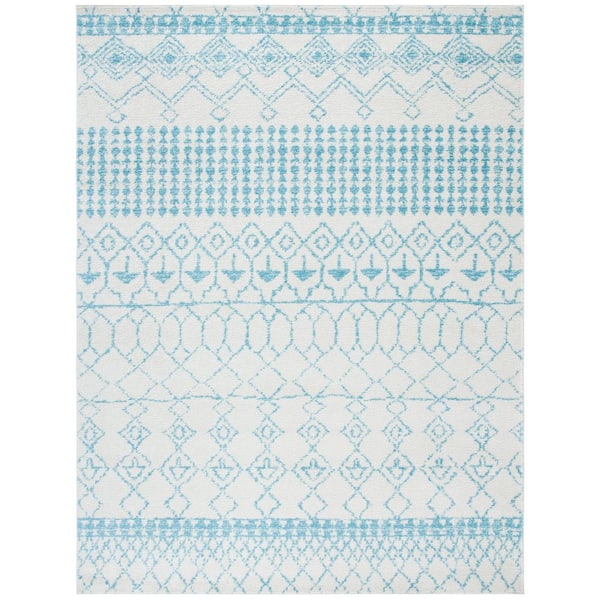 Tulum 10 ft. x 13 ft. Ivory/Turquoise Tribal TUL229P Area Rug