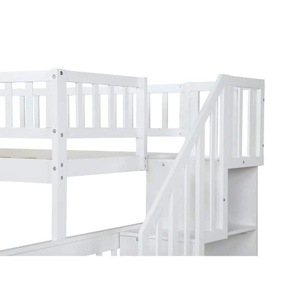 White Twin Over Full Stairway Bunk Bed, Keystone Stairway Bunk Bed Reviews