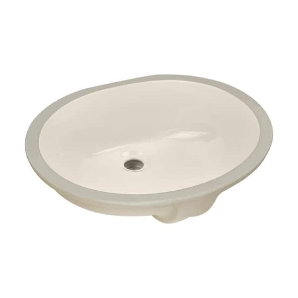 Rhythm Series 17 in. Oval Undermount Single Bowl Bathroom Sink in Bisque