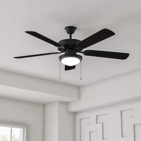 Hampton Bay Trice 52 in. LED Black Ceiling Fan with Light Kit