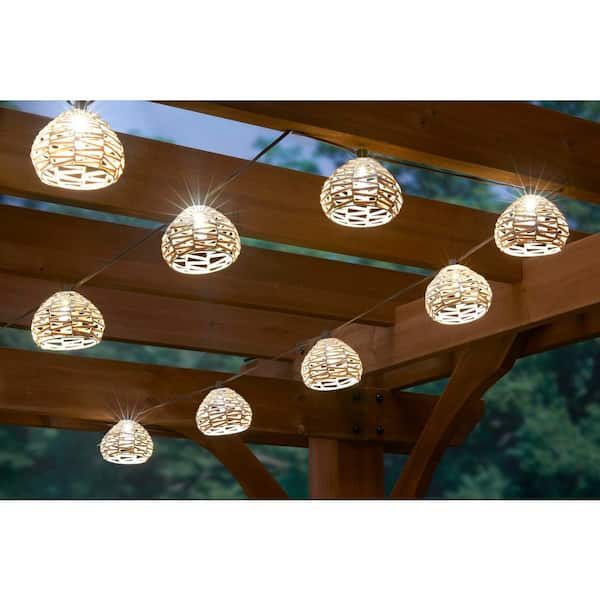 Hampton Bay 10-Light 10 ft. Outdoor/Indoor Plug-In Round Globe Bulb LED  Rattan String Light SL9522 - The Home Depot