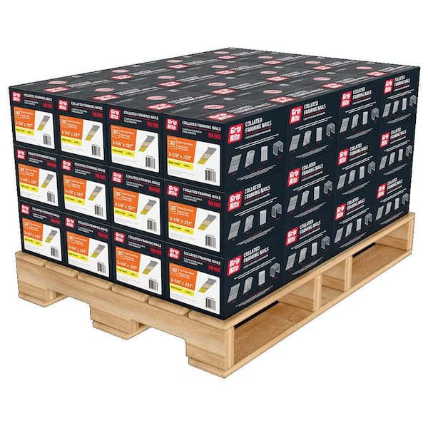 3-1/4 in. x 0.131 in 30° 11.5 Ga Paper Bright Smooth Shank Round Head Nails (4,000 - Per Box), 48 boxes per pallet