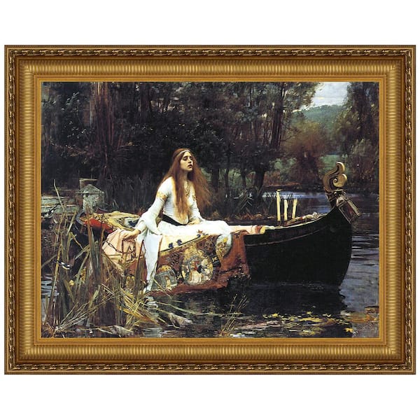 Design Toscano Lady of Shalott, 1888 by John William Waterhouse Framed Fantasy Oil Painting Art Print 14.75 in. x 17.25 in.