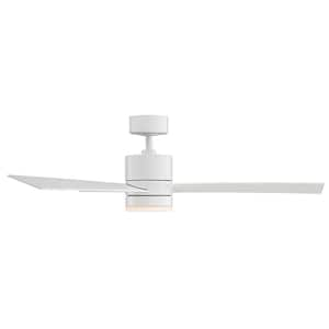 San Francisco 52 in. Integrated LED Indoor and Outdoor 3-Blade Smart Ceiling Fan Matte White with Remote 3000k