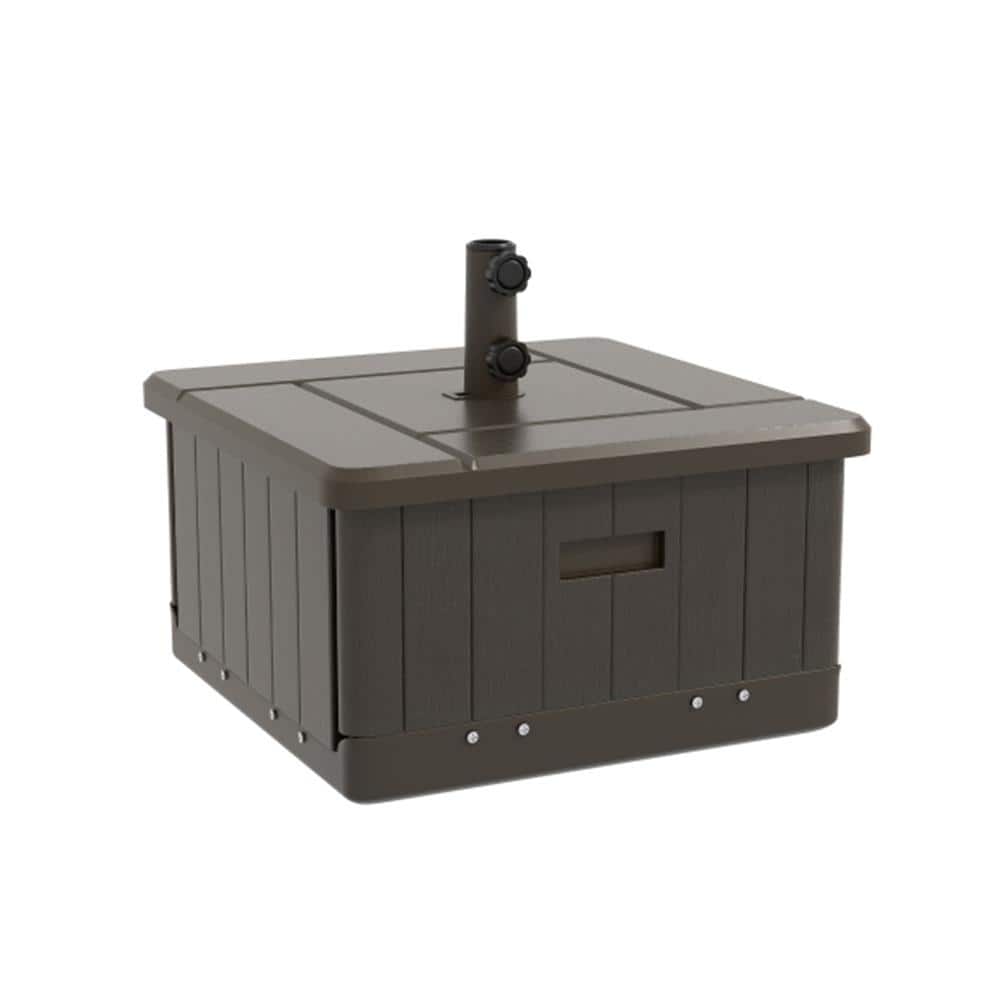 175 lb. Metal Pole and Polyethylene Box Base Patio Umbrella Base with Wheels and Handles in Brown price history on PriceWatchPro