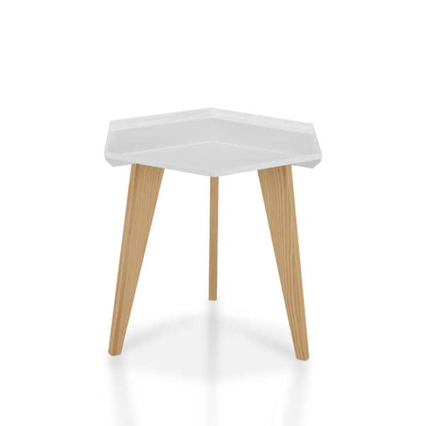 Furniture of America Douce White Geometric End Table