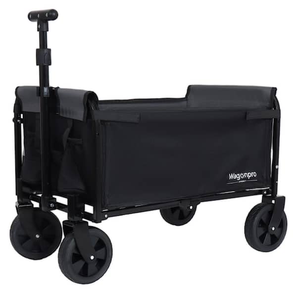 8 cu. ft. Steel Powered Weelbarrow, Outdoor Wagon Cart with Bench Seat, 360° Swivel Wheels Included for Camping, Events