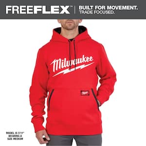 Men's Large Red Midweight Long-Sleeve Pullover Hoodie