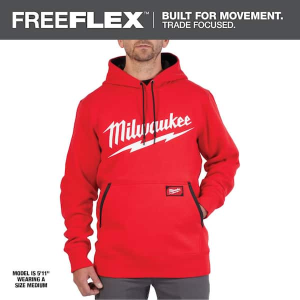 Men's Medium Red Midweight Long-Sleeve Pullover Hoodie