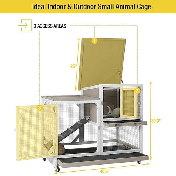 aivituvin Large Indoor Rabbit Hutch with Pull out Tray (No Wire