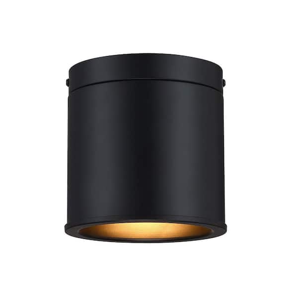 Fleur Oasis 6 in. Matte Black Modern Flush Mount with Metal Shade for Hallways