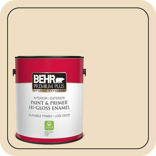 BEHR PREMIUM PLUS 1 gal. #ECC-23-1 Golden Haystack Hi-Gloss Enamel ...
